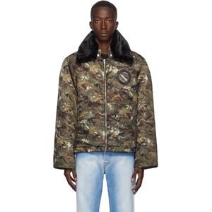 NEW Random Identities Mile High Bomber Jacket Green & Brown Camouflage